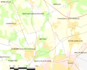 Poziția localității Mettray