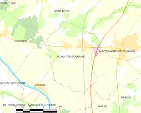 Poziția localității Noyant-de-Touraine