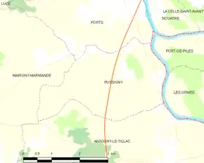 Poziția localității Pussigny