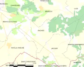 Poziția localității Razines