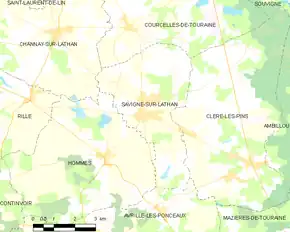 Poziția localității Savigné-sur-Lathan