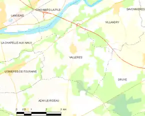 Poziția localității Vallères