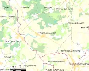Poziția localității Yzeures sur Creuse