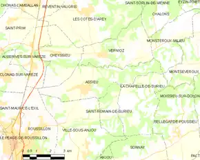 Poziția localității Assieu