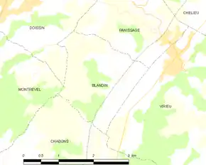 Poziția localității Blandin