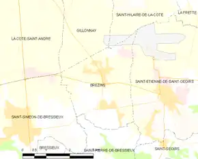 Poziția localității Brézins