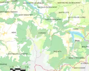 Poziția localității Cordéac