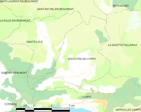 Poziția localității Les Côtes-de-Corps