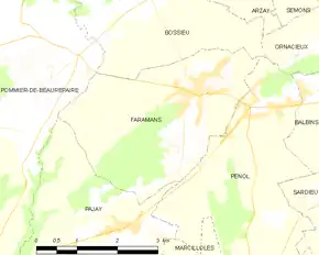 Poziția localității Faramans