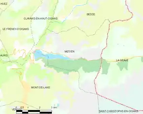 Poziția localității Mizoën