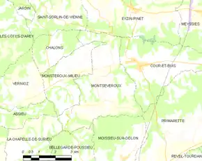 Poziția localității Montseveroux