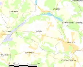 Poziția localității Passins