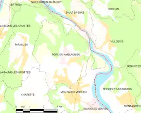 Poziția localității Porcieu-Amblagnieu