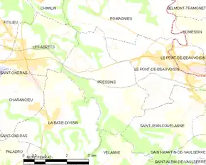 Poziția localității Pressins