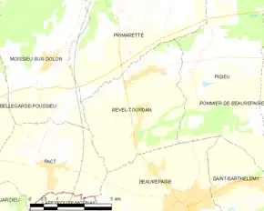Poziția localității Revel-Tourdan