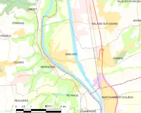 Poziția localității Sablons