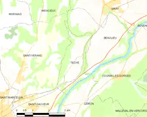 Poziția localității Têche