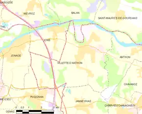 Poziția localității Villette-d'Anthon