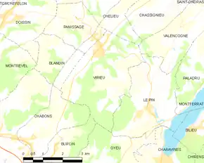 Poziția localității Virieu