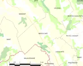 Poziția localității Arboucave