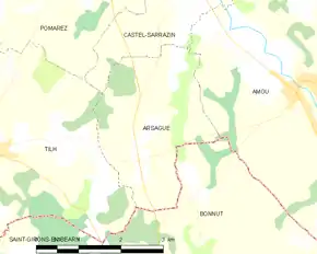 Poziția localității Arsague