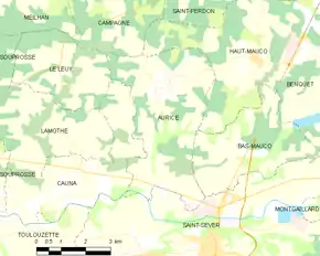 Poziția localității Aurice