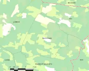 Poziția localității Baudignan