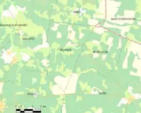 Poziția localității Belhade