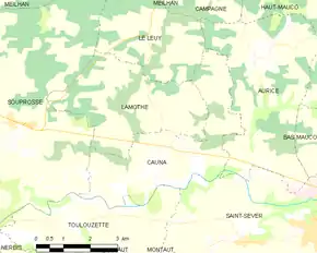 Poziția localității Cauna