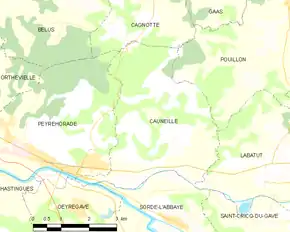 Poziția localității Cauneille