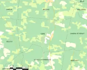 Poziția localității Cère