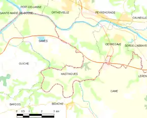 Poziția localității Hastingues