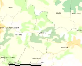 Poziția localității Laurède
