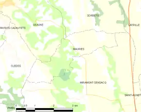 Poziția localității Mauries