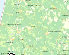 Poziția localității Mézos