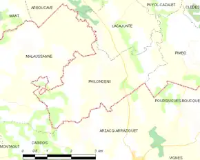 Poziția localității Philondenx