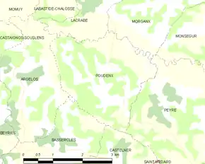 Poziția localității Poudenx
