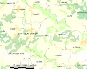 Poziția localității Poyanne