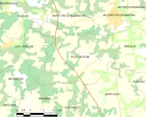 Poziția localității Pujo-le-Plan