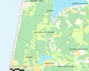 Poziția localității Sainte-Eulalie-en-Born