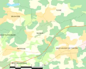 Poziția localității Saubion