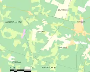 Poziția localității Sindères