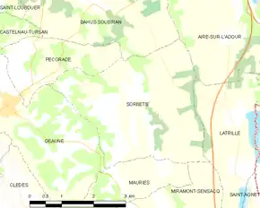 Poziția localității Sorbets