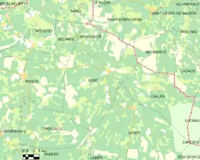 Poziția localității Sore