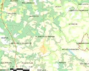 Poziția localității Villeneuve-de-Marsan