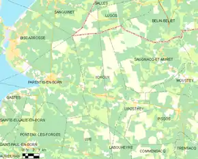 Poziția localității Ychoux