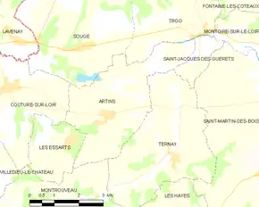 Poziția localității Artins