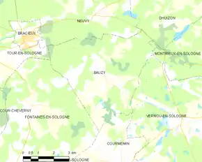 Poziția localității Bauzy