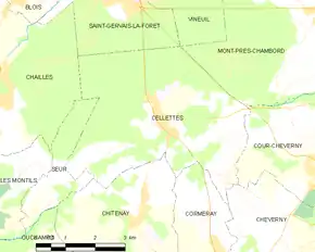 Poziția localității Cellettes