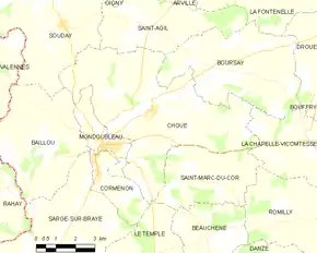 Poziția localității Choue